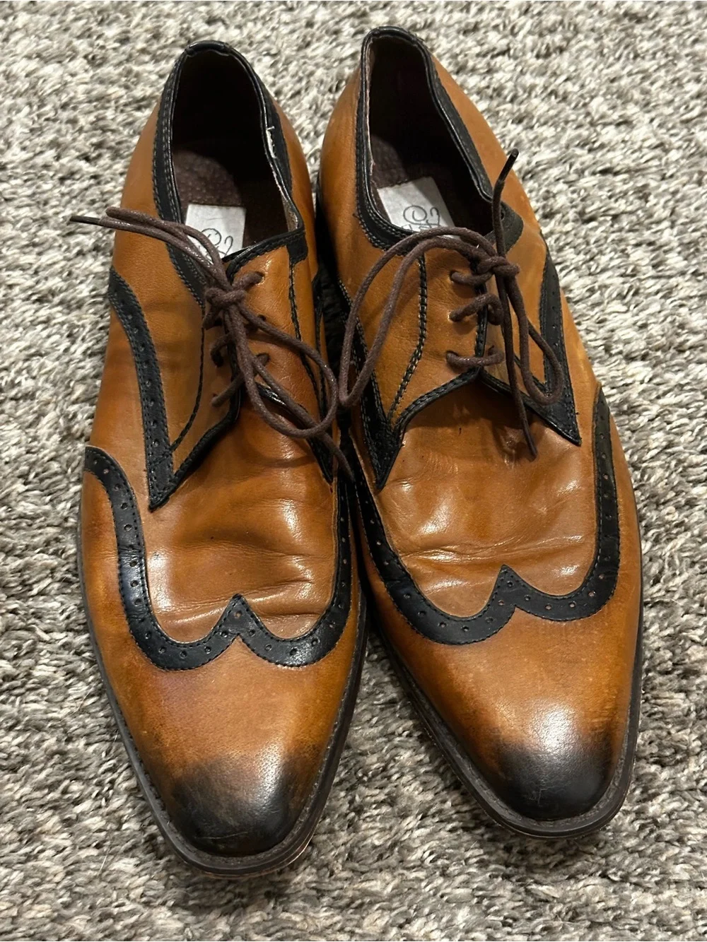 Fratelli Men's Two-Tone Brown and Black Wingtip Oxfords